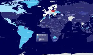 Mapa świata pokazująca wymagania wizowe do USA. Kolory oznaczają okresy bezwizowe lub konieczność wizy.