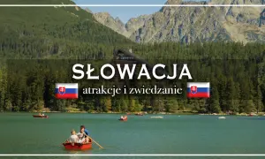 Słowacja wakacje: malownicze jezioro, góry i lasy. Ludzie pływają łódkami, ciesząc się pięknem natury.