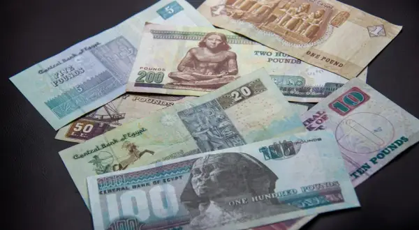 Różne banknoty funta egipskiego, od 1 do 200, leżą na czarnym tle. Planujesz podróż i zastanawiasz się, jakie dolary do Egiptu? Lepiej zabrać funty!