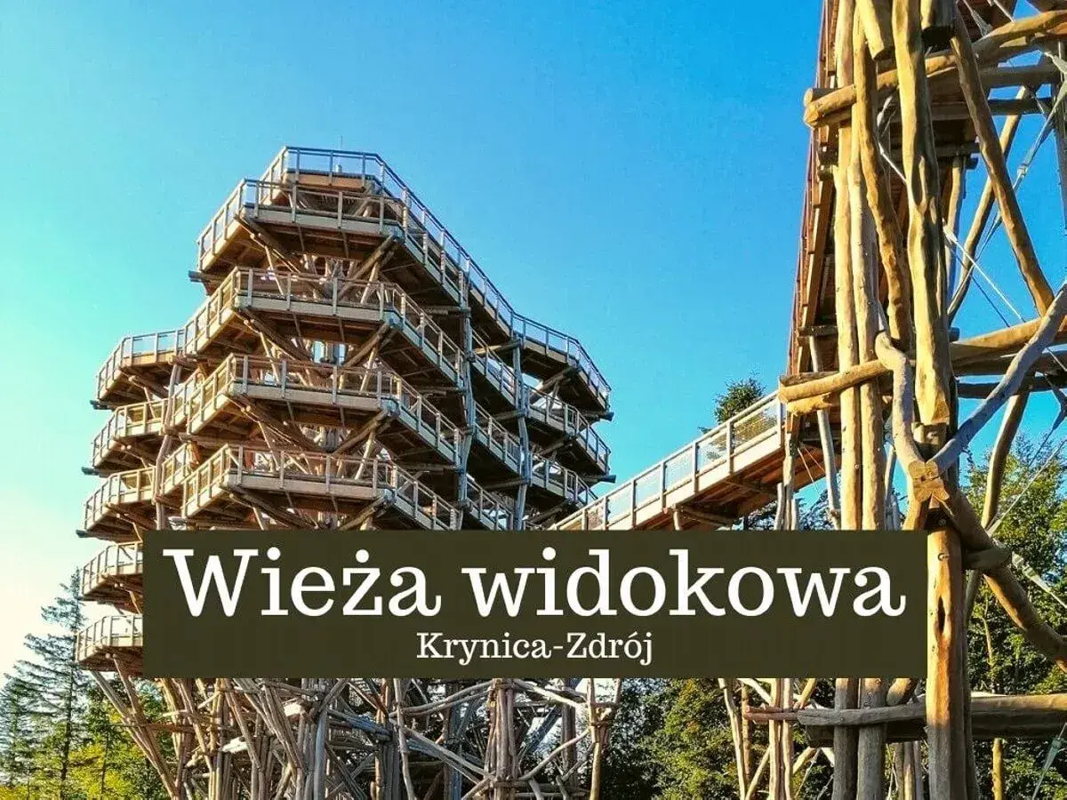 Drewniana wieża widokowa w Krynicy-Zdroju oferuje niezapomniany spacer w koronach drzew.