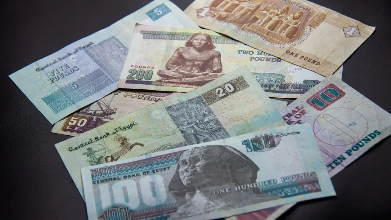 Różne banknoty funta egipskiego, od 1 do 200, leżą na czarnym tle. Planujesz podróż i zastanawiasz się, jakie dolary do Egiptu? Lepiej zabrać funty!